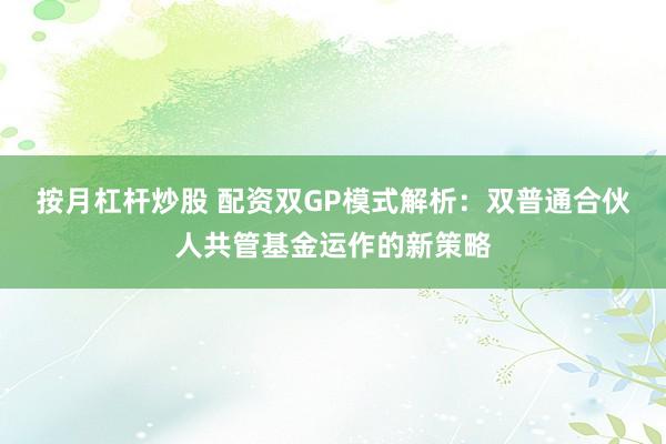 按月杠杆炒股 配资双GP模式解析：双普通合伙人共管基金运作的新策略