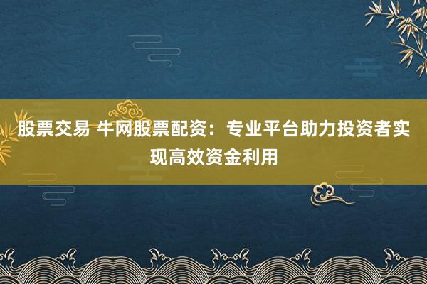 股票交易 牛网股票配资：专业平台助力投资者实现高效资金利用