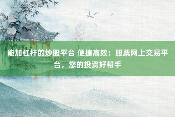 能加杠杆的炒股平台 便捷高效：股票网上交易平台，您的投资好帮手