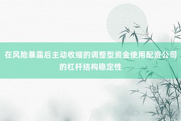 在风险暴露后主动收缩的调整型资金使用配资公司的杠杆结构稳定性