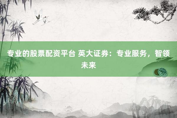 专业的股票配资平台 英大证券：专业服务，智领未来