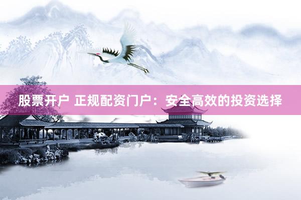 股票开户 正规配资门户：安全高效的投资选择
